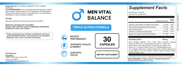MEN VITAL BALANCE product label
